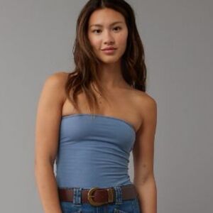 American Eagle Strapless Cross Back Bodysuit Blue Size S